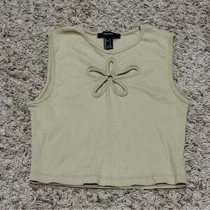 Forever 21 Beige Crop Top with Knot Floral Detail